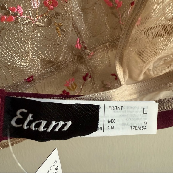 Floral Embroidered Bra - Tan and Pink - Picture 6 of 6